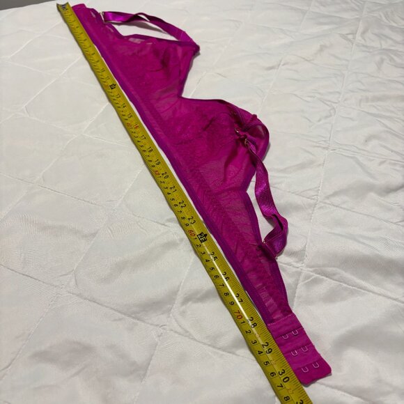 Venus Fuchsia Lace Mesh Bralette Size L Large Wireless Sheer Unlined Bra Top - Picture 4 of 7